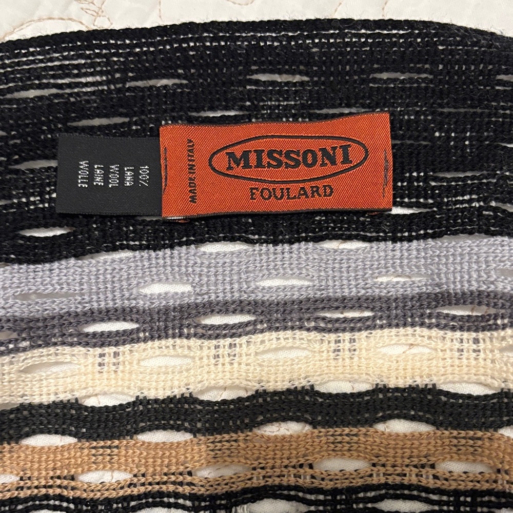 Missoni Black and Gray Striped Scarf - Picture 2 of 5